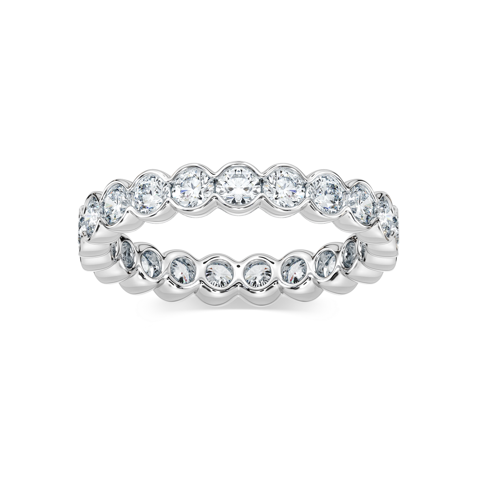 Yasmine Round Lab Grown Diamond Half Bezel Set Eternity Band