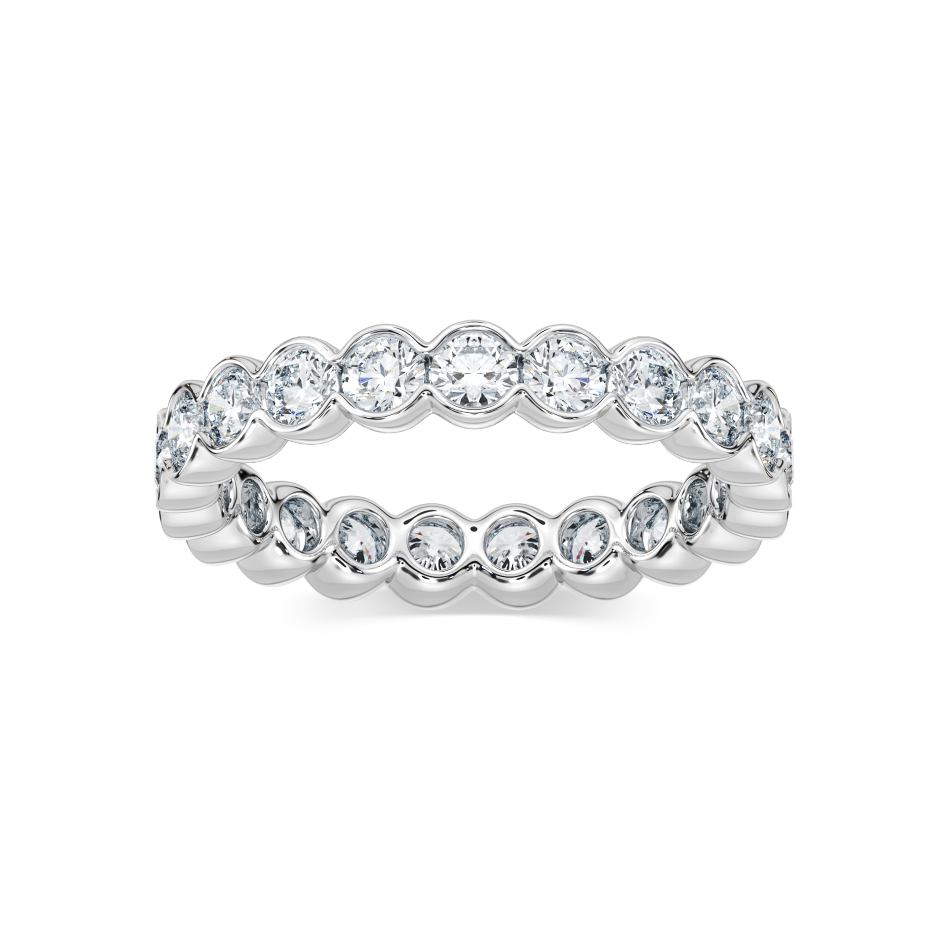 Yasmine Round Lab Grown Diamond Half Bezel Set Eternity Band