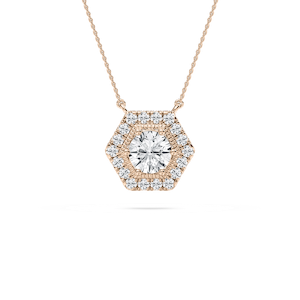 1 ¾ ctw Round Lab Grown Diamond Hexagon Halo Pendant - 18 Inches