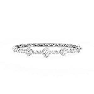 2 ¹⁄₃ ctw Round Lab Grown Diamond Flower Station Bangle Bracelet - 7.5 Inches