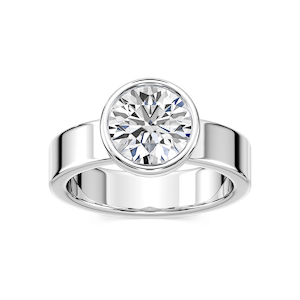 Erin Round Lab Grown Diamond Bezel 4mm Wide Band Solitaire Engagement Ring