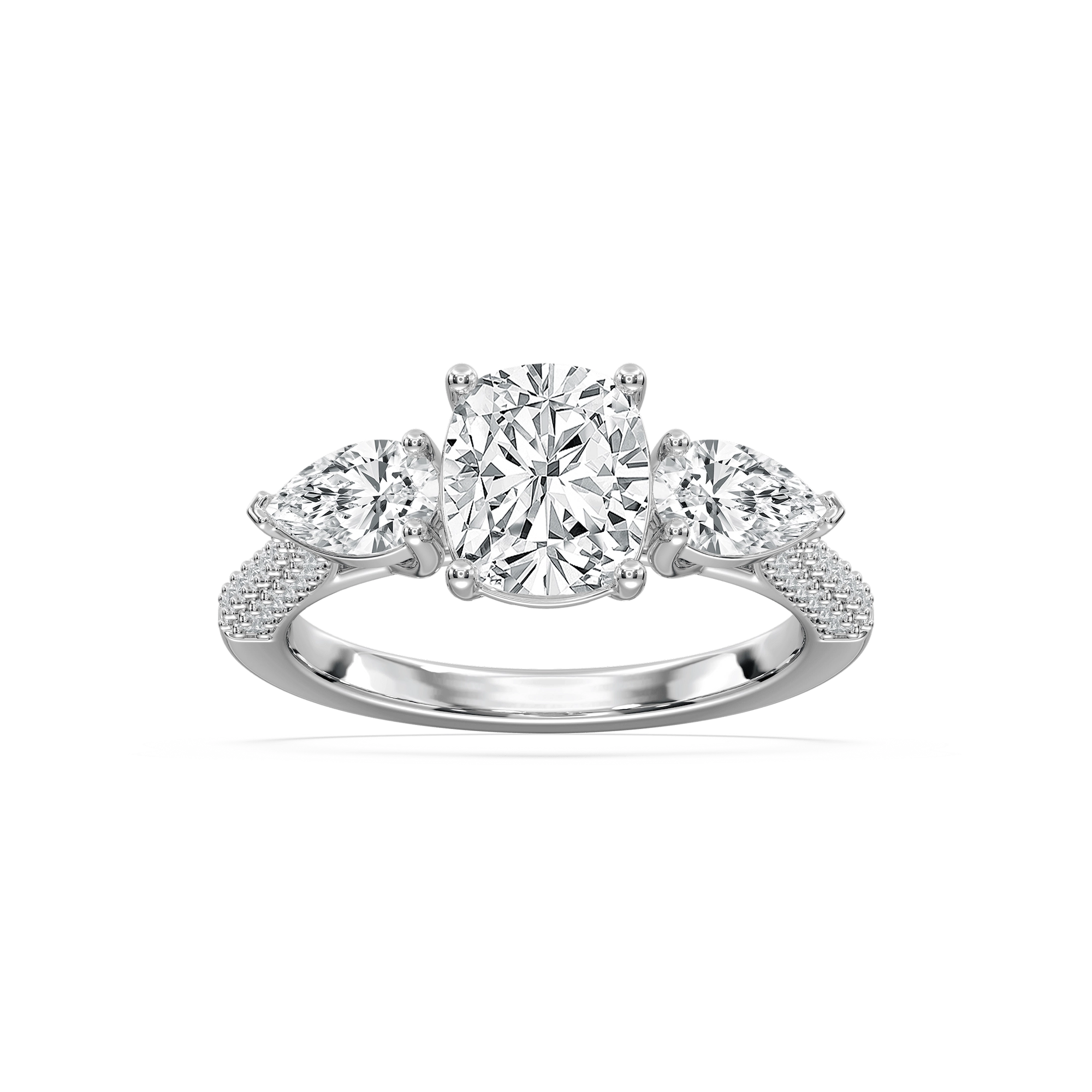 Ryan Three Stone Engagement Ring in Rose Gold