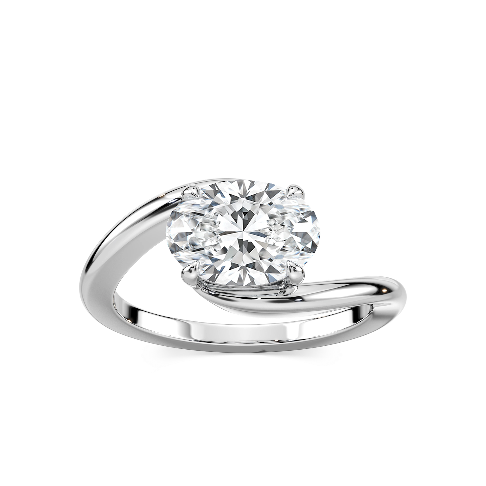 Saige Oval Lab Grown Diamond Bypass Solitaire Engagement Ring