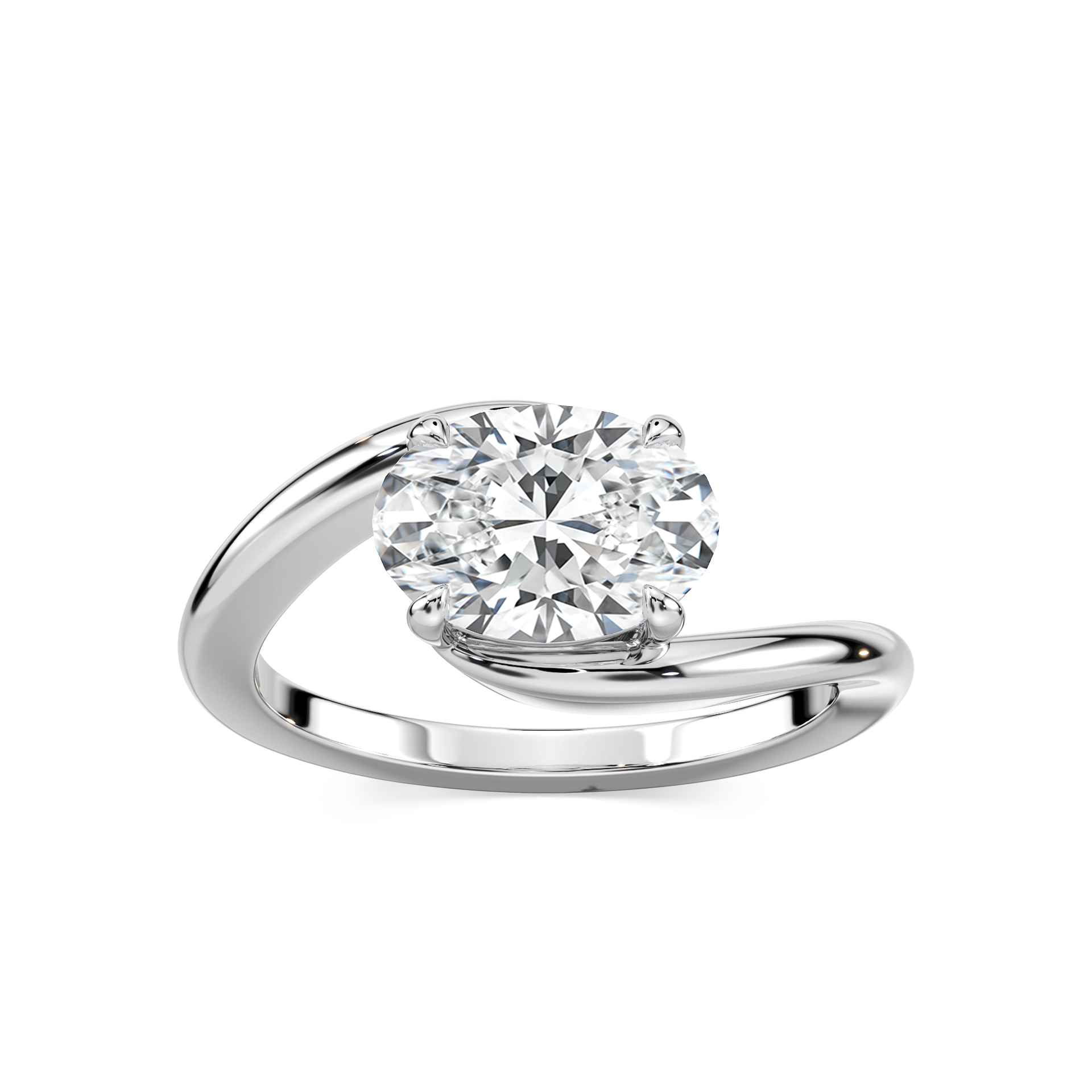 Saige Oval Lab Grown Diamond Bypass Solitaire Engagement Ring