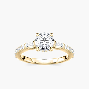 Sangria Lab Grown Diamond Tapered Baguette Sides Hidden Halo Engagement Ring