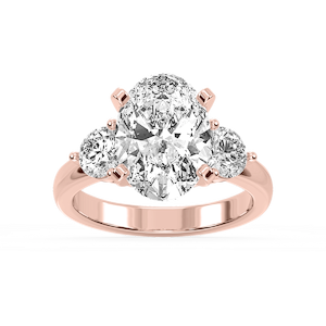 Savannah Oval Lab Grown Diamond Round Sides Three Stone Engagement Ring