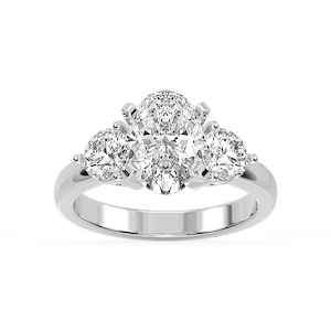 Savannah Oval Lab Grown Diamond Round Sides Three Stone Engagement Ring