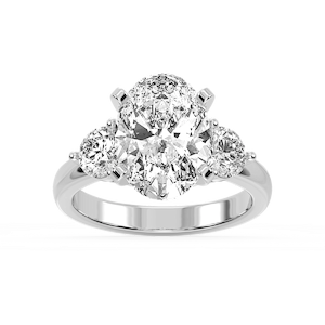 Savannah Oval Lab Grown Diamond Round Sides Three Stone Engagement Ring