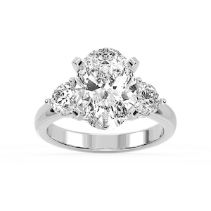 Savannah Oval Lab Grown Diamond Round Sides Three Stone Engagement Ring