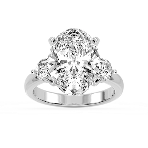 Savannah Oval Lab Grown Diamond Round Sides Three Stone Engagement Ring