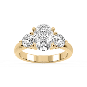 Savannah Oval Lab Grown Diamond Round Sides Three Stone Engagement Ring