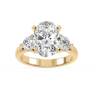 Savannah Oval Lab Grown Diamond Round Sides Three Stone Engagement Ring