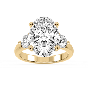 Savannah Oval Lab Grown Diamond Round Sides Three Stone Engagement Ring