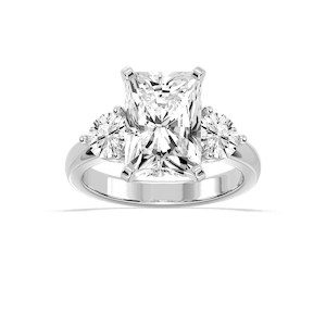 Savannah Radiant Lab Grown Diamond Round Sides Three Stone Engagement Ring