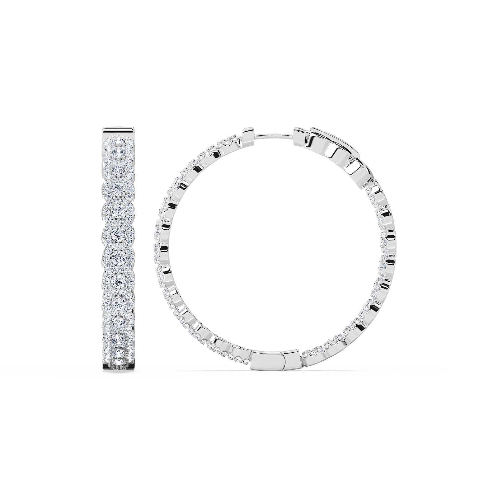 5 ¾ ctw Round Lab Grown Diamond Scalloped Edge Hoop Earrings