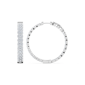 5 ¾ ctw Round Lab Grown Diamond Scalloped Edge Hoop Earrings