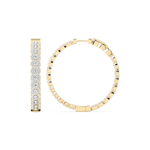 5 ¾ ctw Round Lab Grown Diamond Scalloped Edge Hoop Earrings