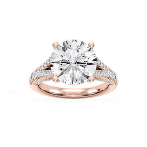 Scarlett 7 ³⁄₄ ctw Round Lab Grown Diamond Split Shank Side Stone Engagement Ring - Signature Collection