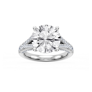 Scarlett 7 ³⁄₄ ctw Round Lab Grown Diamond Split Shank Side Stone Engagement Ring - Signature Collection