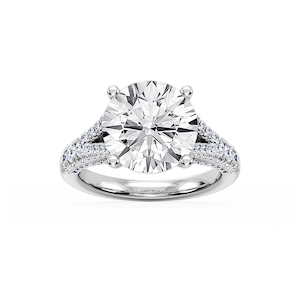 Scarlett 7 ³⁄₄ ctw Round Lab Grown Diamond Split Shank Side Stone Engagement Ring - Signature Collection