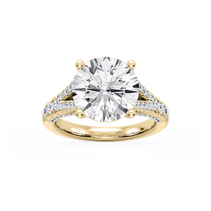 Scarlett 7 ³⁄₄ ctw Round Lab Grown Diamond Split Shank Side Stone Engagement Ring - Signature Collection