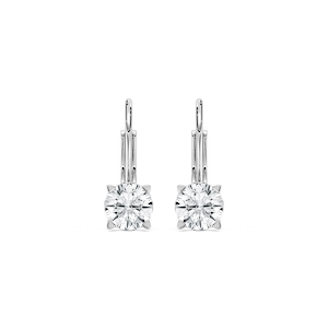 Round Lab Grown Diamond Filigree Scroll Leverback Drop Earrings