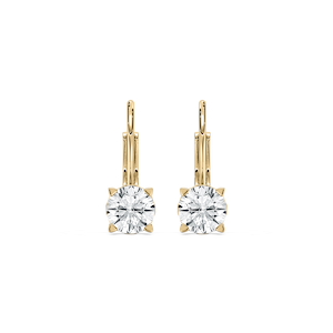 Round Lab Grown Diamond Filigree Scroll Leverback Drop Earrings