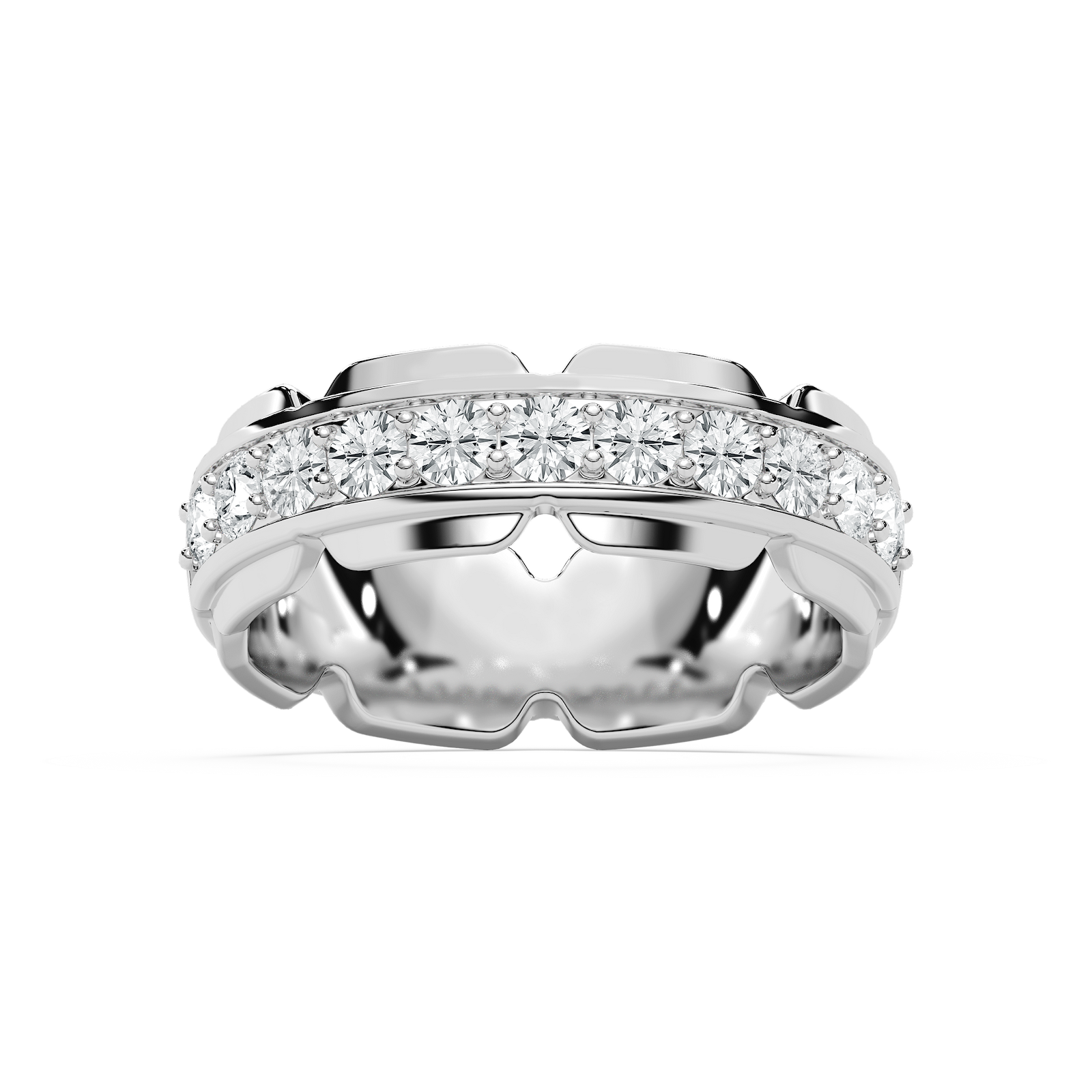 Zayn 1 ⅕ ctw Round Lab Grown Diamond 7.50mm Grooved Channel Mens Wedding Band