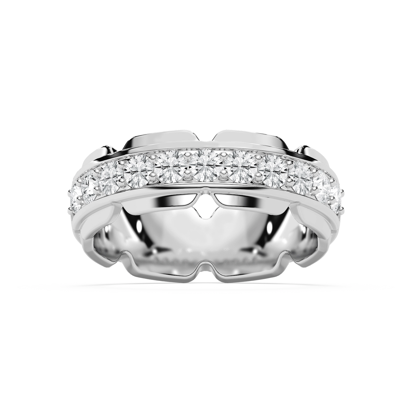 Zayn 1 ⅕ ctw Round Lab Grown Diamond 7.50mm Grooved Channel Mens Wedding Band