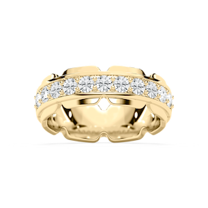 Zayn 1 ⅕ ctw Round Lab Grown Diamond 7.50mm Grooved Channel Mens Wedding Band