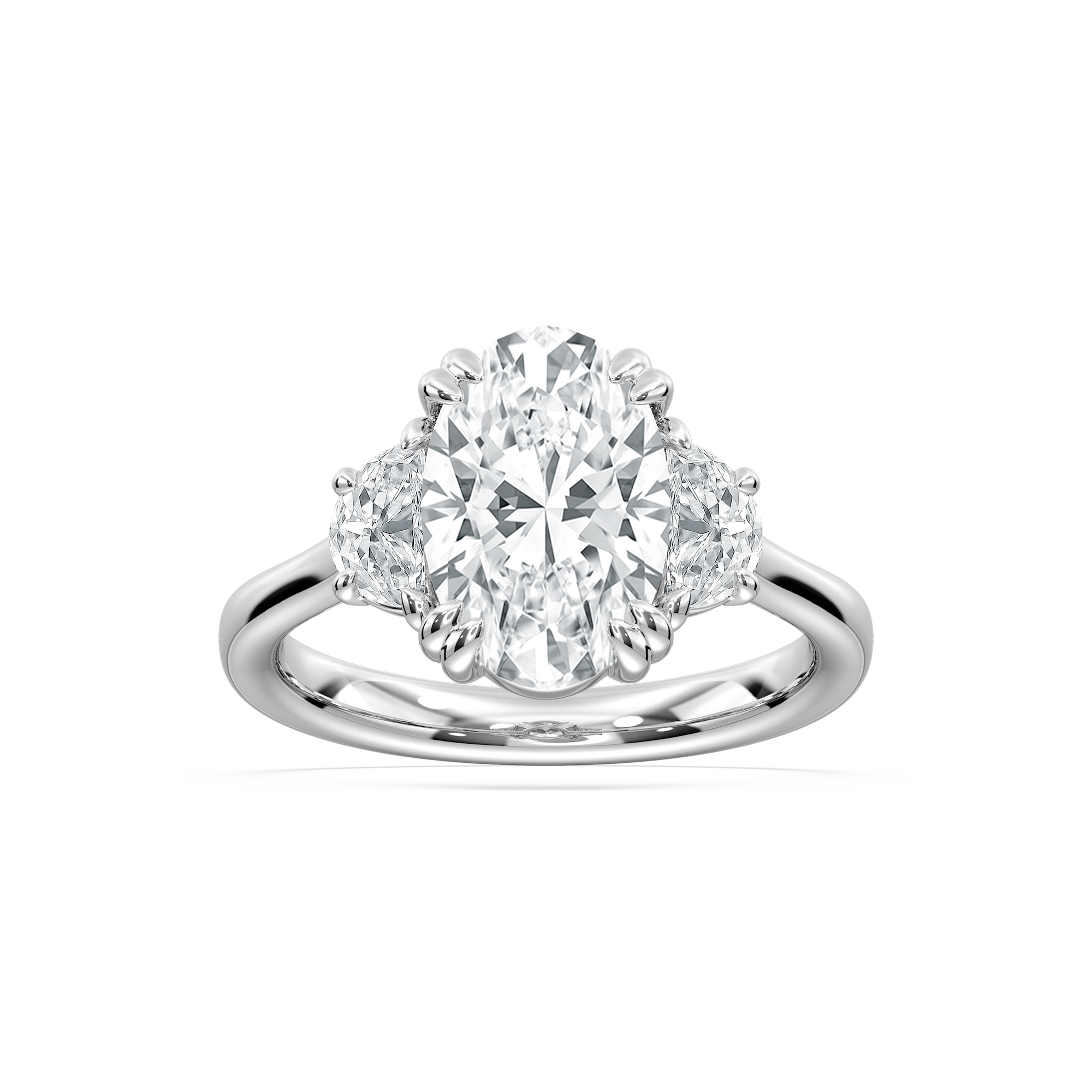 Selene Oval Three Stone Ring in Rose Gold