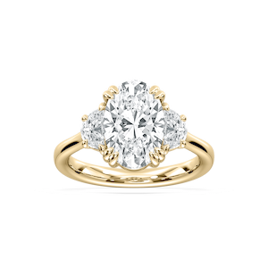 Selene 3 ½ ctw Oval Lab Grown Diamond Double Claw Prong Three Stone Engagement Ring