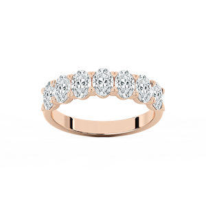 Pearl Oval Lab Grown Diamond Seven Stone V-Prong Anniversary Band