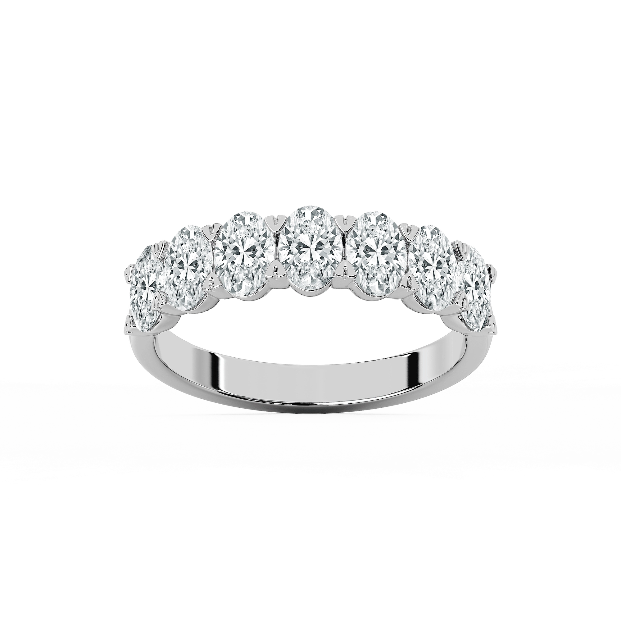 Pearl Oval Lab Grown Diamond Seven Stone V-Prong Anniversary Band
