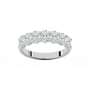 Pearl Oval Lab Grown Diamond Seven Stone V-Prong Anniversary Band
