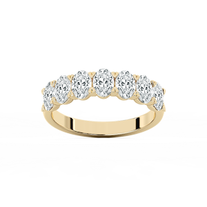 Pearl Oval Lab Grown Diamond Seven Stone V-Prong Anniversary Band