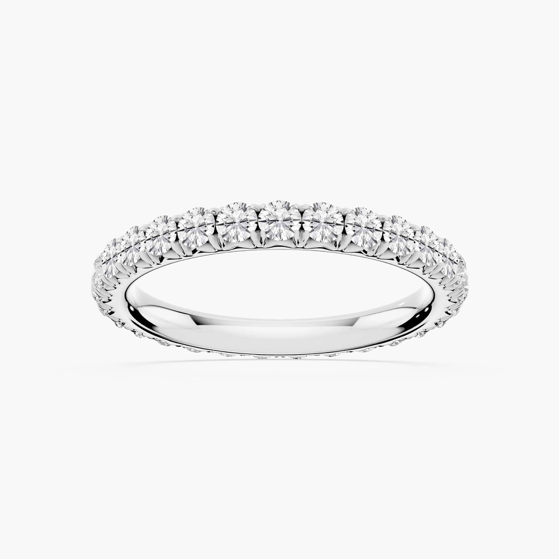Sharon Round Lab Grown Diamond French Pave Eternity Band
