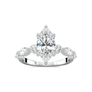 Sia Marquise Lab Grown Diamond Single Shared Prong Side Stone Engagement Ring