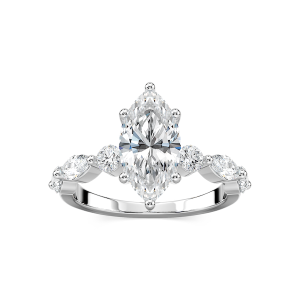 Sia Marquise Lab Grown Diamond Single Shared Prong Side Stone Engagement Ring