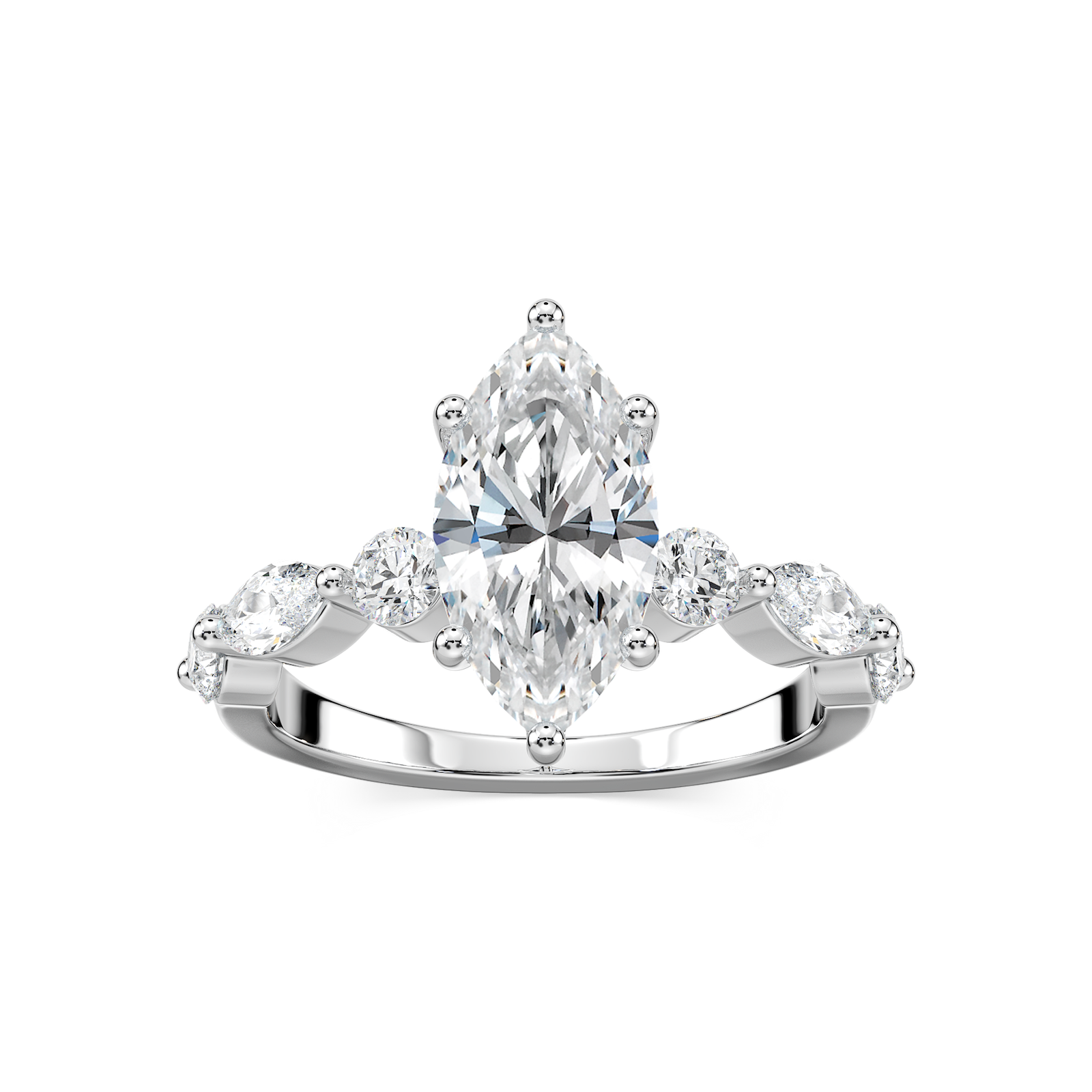 Sia Marquise Cut Engagement Ring with 2.00ct Marquise Cut Lab-Grown Diamond 14K White Gold