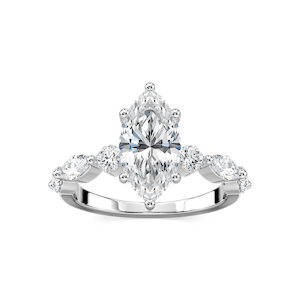 Sia Marquise Lab Grown Diamond Single Shared Prong Side Stone Engagement Ring