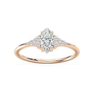 Signe 5/8 ctw Marquise Lab Grown Diamond Petite Side Stone Engagement Ring