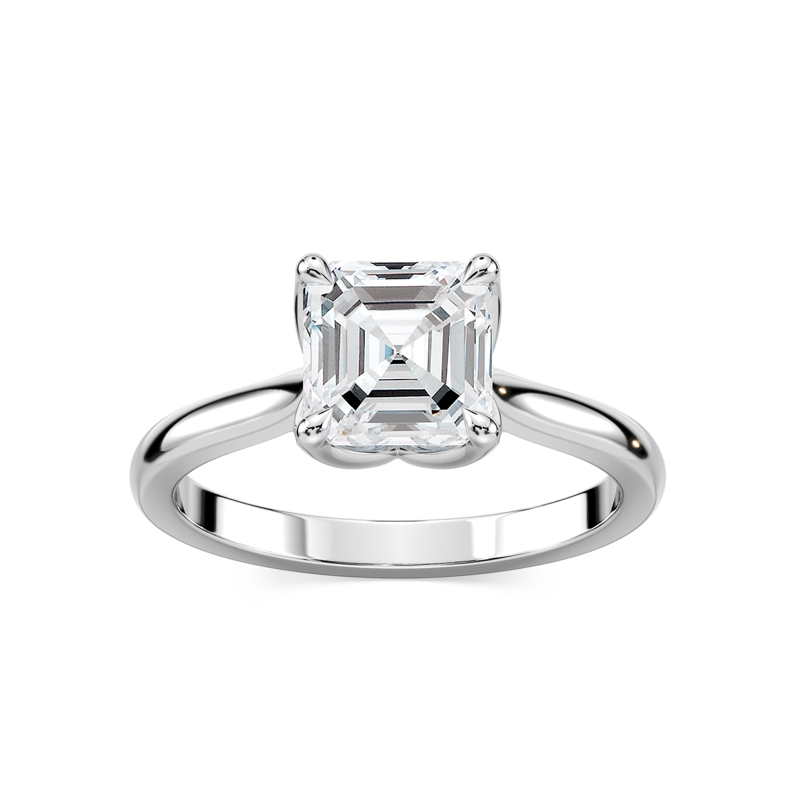 Skye Asscher Lab Grown Diamond Cathedral Tulip Solitaire Engagement Ring