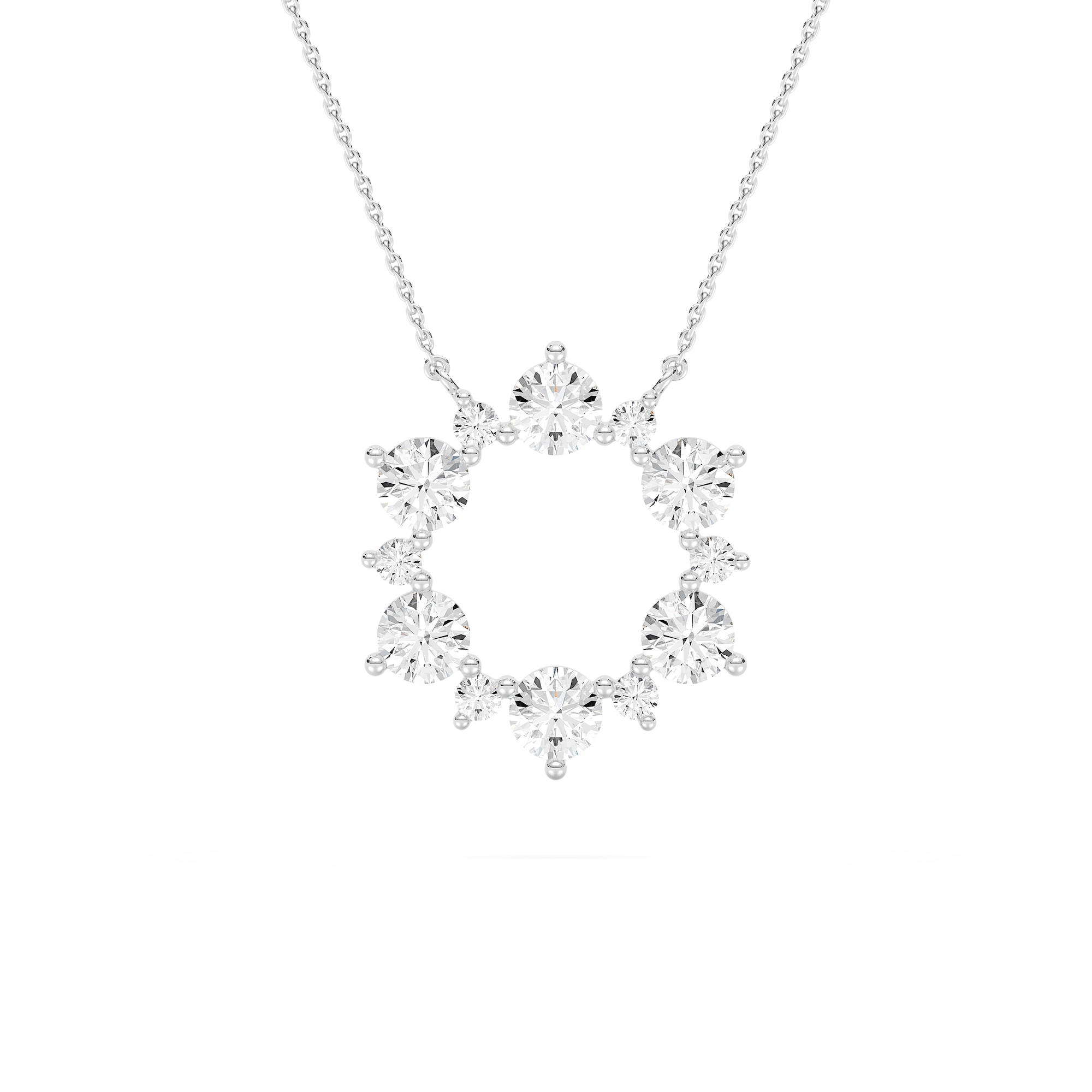 1/2 ctw Round Lab Grown Diamond Open Snowflake Pendant - 18 Inches