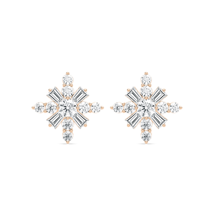 4 ⁷/₈ ctw Round and Tapered Baguette Lab Grown Diamond Snowflake Stud Earrings