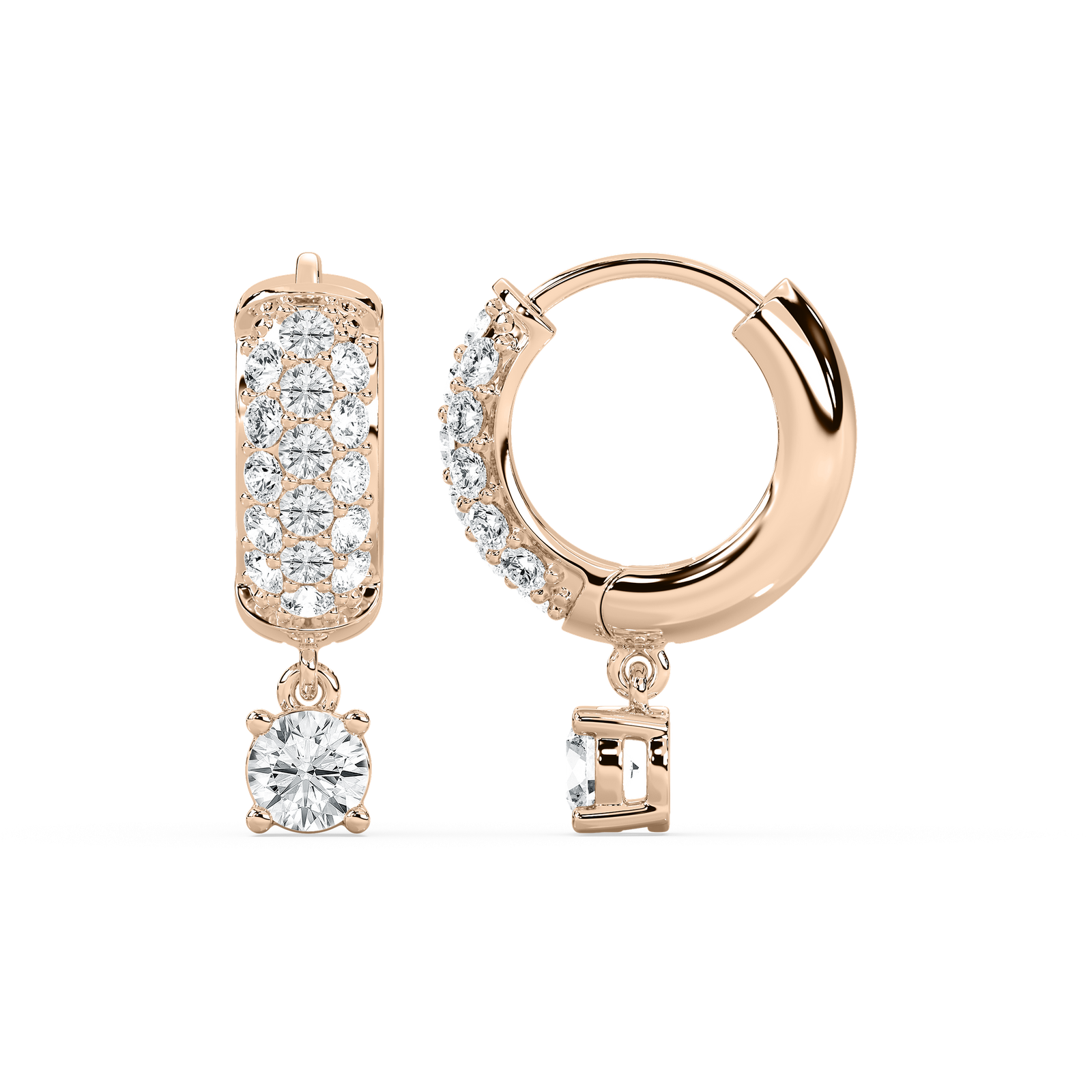 2 ¹⁄₆ ctw Lab Grown Diamond Solitaire Drop Pavé Hoop Earrings