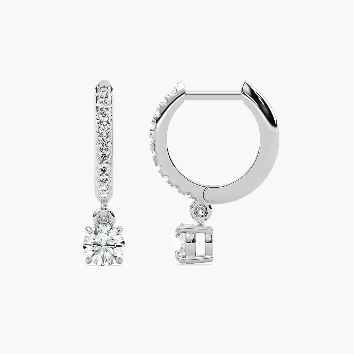 Solitaire Drop Huggie Hoops with 0.66ctw Lab-Grown Diamonds in 14K White Gold