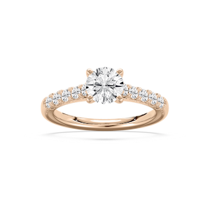 Anika 1 ¹⁄₂ ctw Round Lab Grown Diamond Bridge Side Stone Engagement Ring