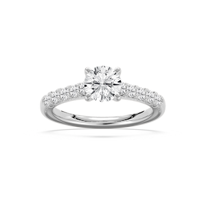 Anika 1 ¹⁄₂ ctw Round Lab Grown Diamond Bridge Side Stone Engagement Ring