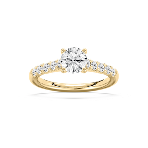 Anika 1 ¹⁄₂ ctw Round Lab Grown Diamond Bridge Side Stone Engagement Ring